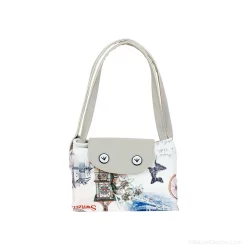 Sac pliable motifs suisse vintage - Blanc - Plié