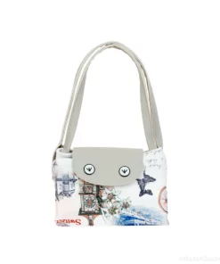 Sac pliable motifs suisse vintage - Blanc - Plié