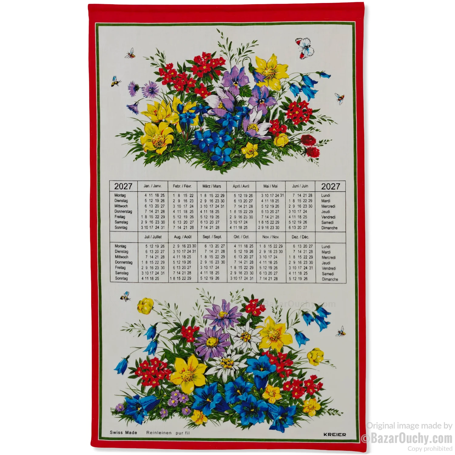 Calendrier en tissu Suisse 2027 - 19.2720 - Fleurs des Alpes