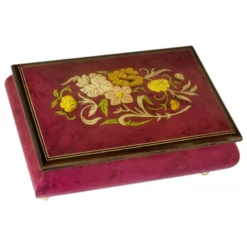 Boite à musique suisse coffret fleurs