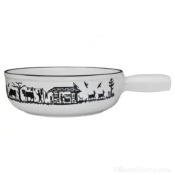 Caquelon fonte poya decoupage blanc et noir