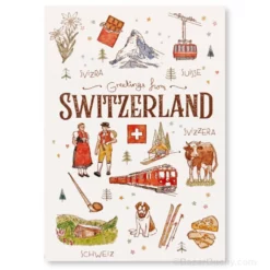 Carte postale motifs symboles suisse