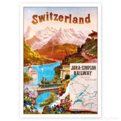 Carte Postale retro vintage - Switzerland Jura Simplon