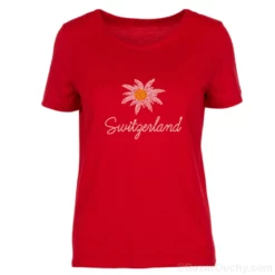 Tshirt - Suisse Edelweiss rouge pour dame