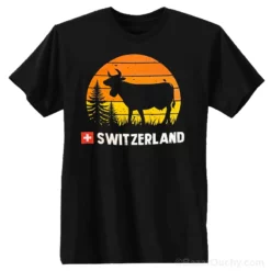 Tshirt Vache Soleil Switzerland - Noir