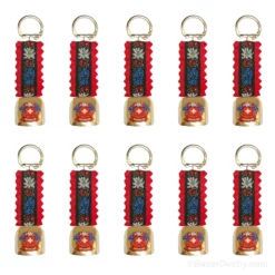 Cloche suisse porte clé - Courroie velour rouge - 10 pieces