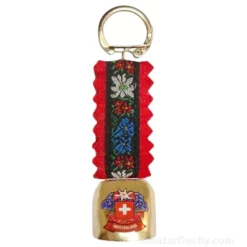 Cloche suisse porte clé - Courroie velour rouge