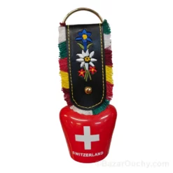 Cloche vache decoration rouge croix suisse