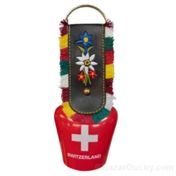 Cloche vache decoration rouge croix suisse