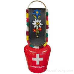 Cloche vache decoration rouge croix suisse