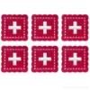 Sous verre rouge croix suisse - 6x - Feutre