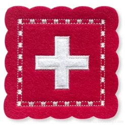 Sous verre rouge croix suisse - Feutre