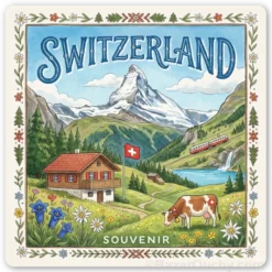 Autocollant - Suisse - Switzerland - Paysage montagne